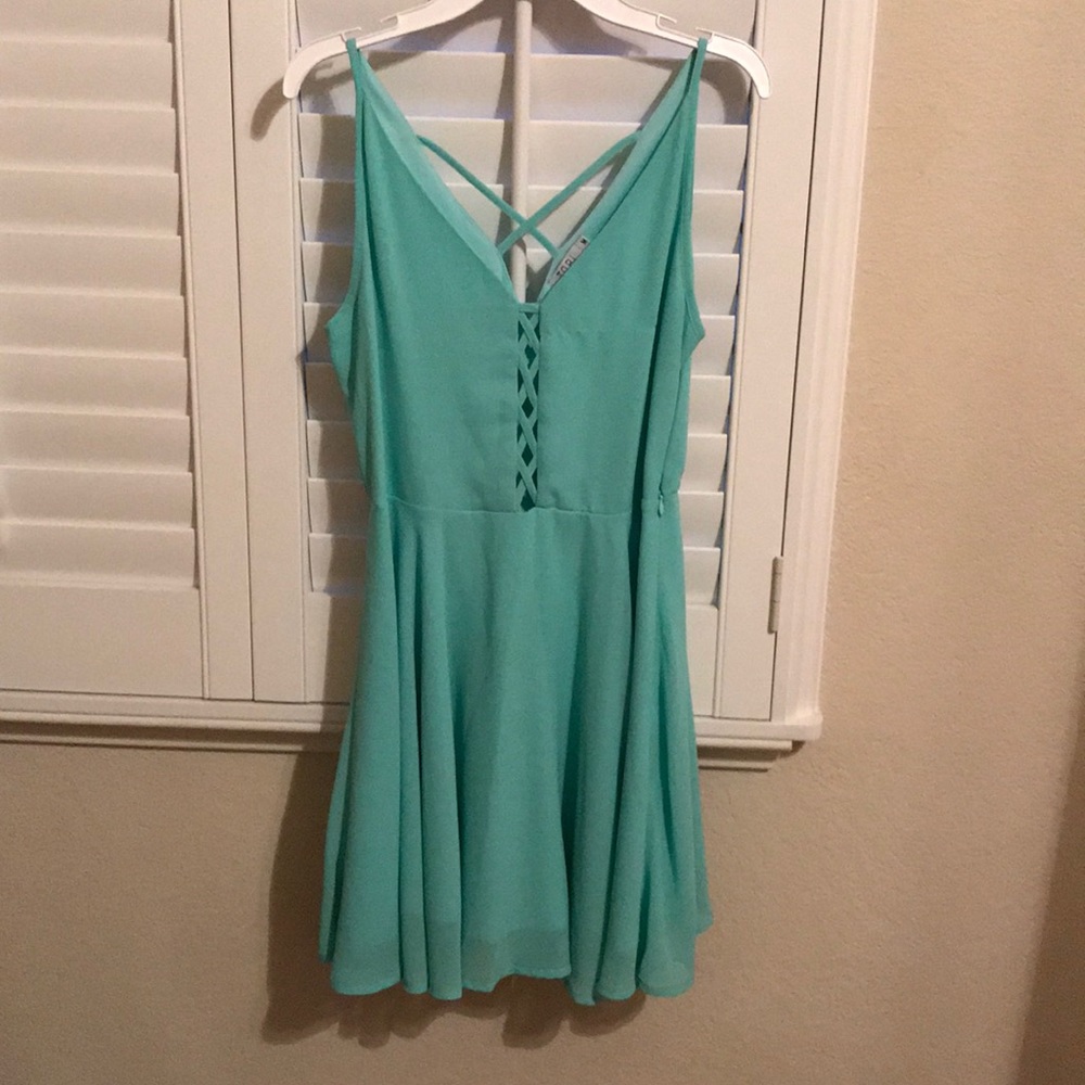Crisscross detailed skater dress
